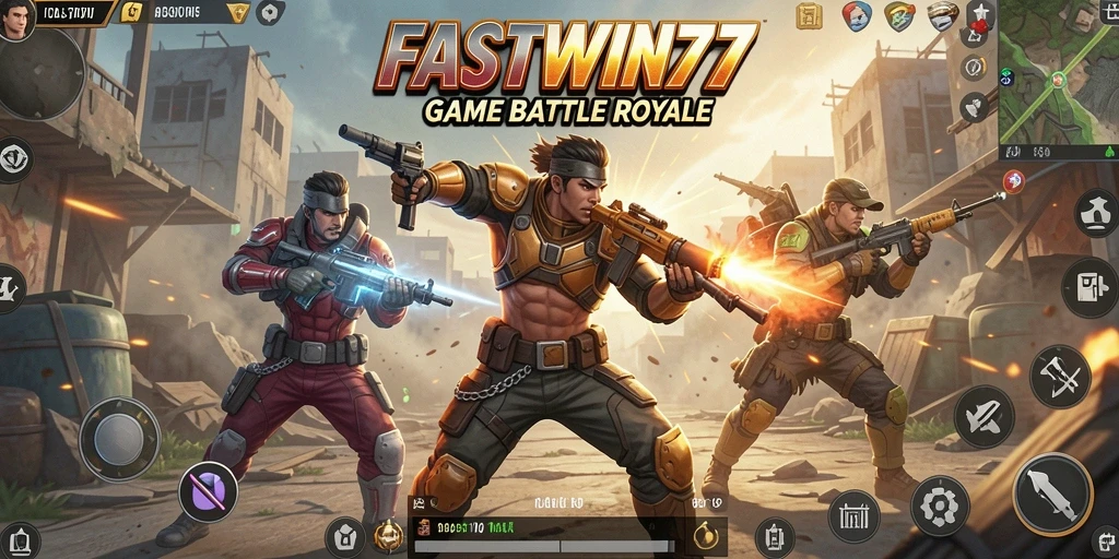 Tampilan gameplay seru dalam <strong>FASTWIN77</strong> dengan aksi Battle Royale yang mendebarkan.