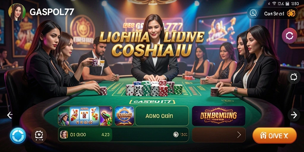 Screenshot GASPOL77 menampilkan dealer live yang ramah dan gameplay yang mendebarkan.