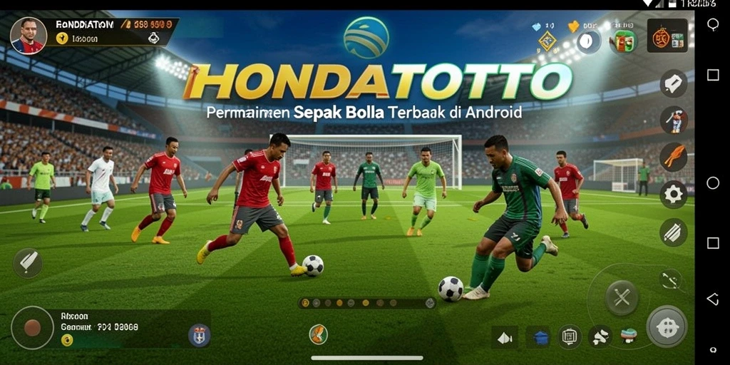 Tampilan gameplay HONDATOTO yang menarik di lapangan sepak bola.