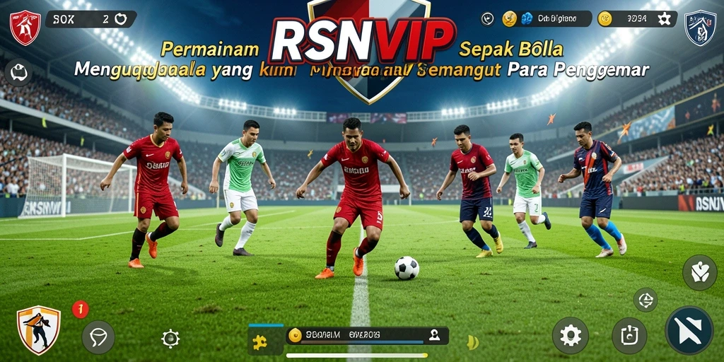 Screenshot RSNVIP menunjukkan gameplay seru dalam pertandingan sepak bola.