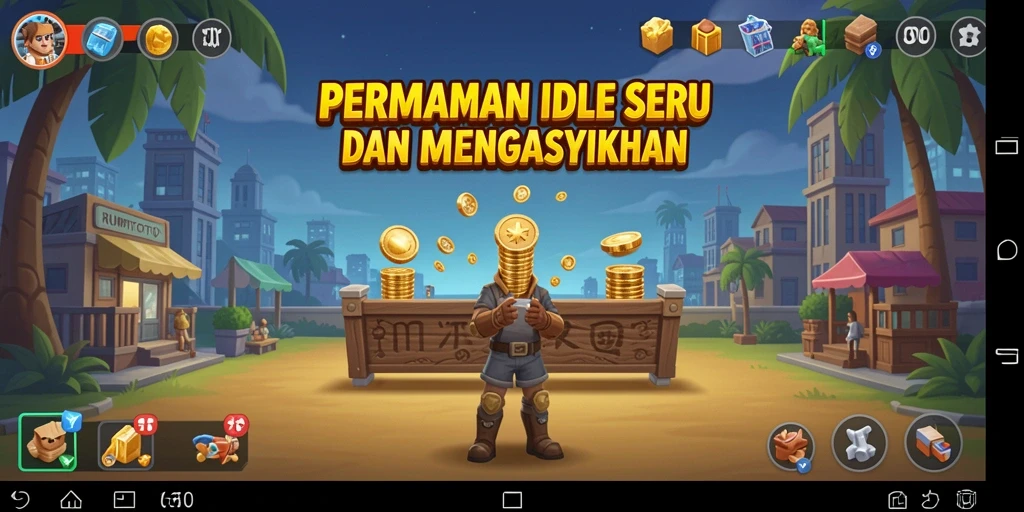Tangkapan layar gameplay RUMPITOTO yang menunjukkan aksi Idle yang seru.