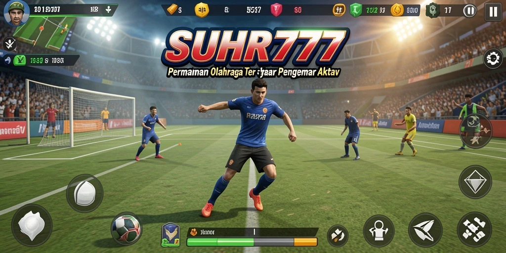 Screenshot utama dari gameplay SUHU777, menunjukkan momen penuh aksi olahraga.