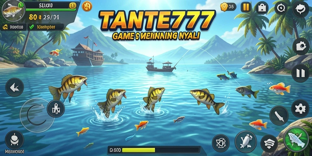 Tampilan gameplay TANTE777 yang mendebarkan dengan aksi memancing.