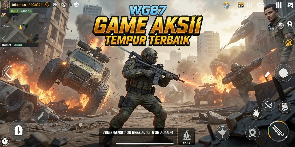 Screenshot gameplay WG87 menunjukkan aksi tempur yang seru dan grafis menawan.