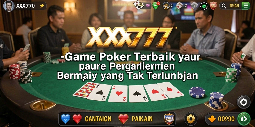 Tampilan gameplay ujian Poker yang menarik dan intuitif di XXX777.